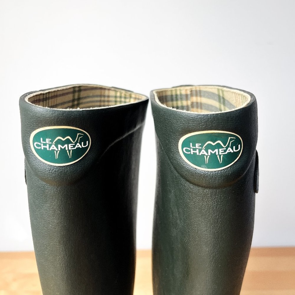 Le Chameau Womens Jersey Lined Tall Rubber Wellington Boots EU37 (US6) Green EUC